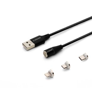 Savio CL-155 USB-kabel 2 m USB 2.0 USB C Micro USB A/Lightning Sort