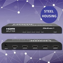 Qoltec 51799 Aktiv HDMI Splitter 4 x HDMI 4K x 2K | 6 Gb/s | 60 Hz