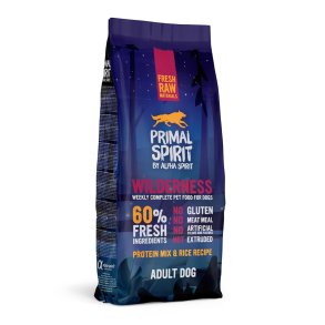 PRIMAL SPIRIT Wilderness 60% Kd Svinekd og Kylling - halvfugtigt hundefoder - 12 kg