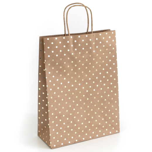 5 stk. gaveposer med guld prikker og snoet hank 33 x 10 x 24 cm