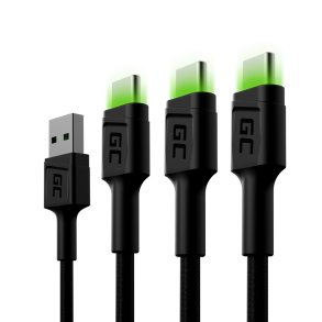 Green Cell KABGCSET03 USB-kabel 2 m USB A USB C Sort