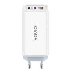 Savio La-07 Gan 65W Netoplader, Usb, Qc4.0+, Pd 3.0, Hvid