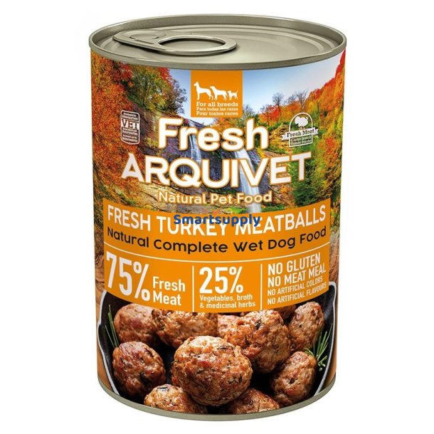 Arquivet Friske Kalkunfrikadeller - Vdfoder Til Hunde - 400G