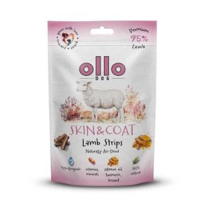OLLO Air-Dried Skin & Coat Lamb strips - godbid til hund - 80g