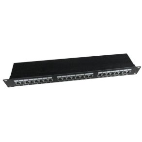 Patch Panel 24 Porte 1U 19 '' Cat.5e sk�rmet med kabelstyringsfunktion sort