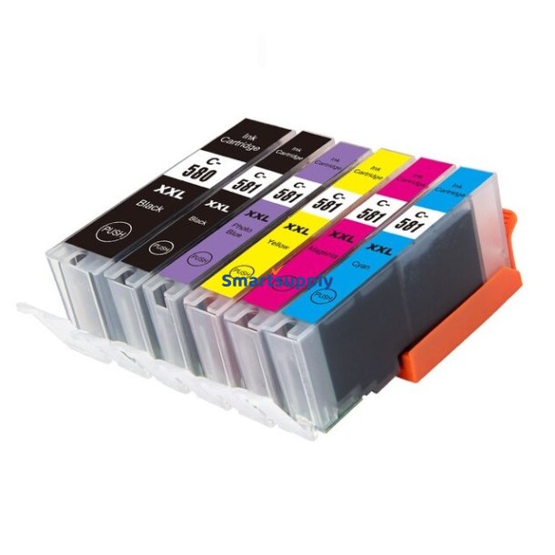 Canon 580 / 581 XXL B/B/C/M/Y/PB 6 blkpatroner kompatibel
