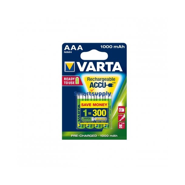 Genopladelige R3 1000mAh 4stk klar til brug