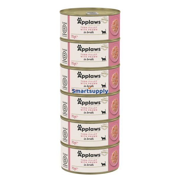 Applaws Tunfilet Med Rejer I Bouillon - Vdfoder Til Katte - 6X70g