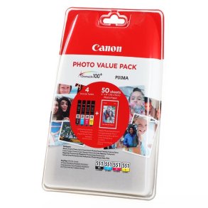 Canon CLI-551 BCMY 4 stk blkpatron + fotopapir original