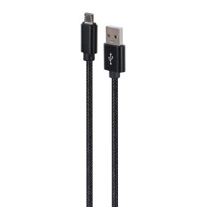 Gembird CCDB-mUSB2B-AMBM-6 Bomuldsflettet Micro-USB-kabel med metalstik, 1,8 m, sort