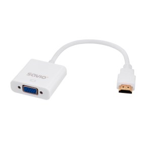 Savio CL-27 videokabel adapter 0,2 m VGA (D-Sub) HDMI Type A (Standard) Hvid