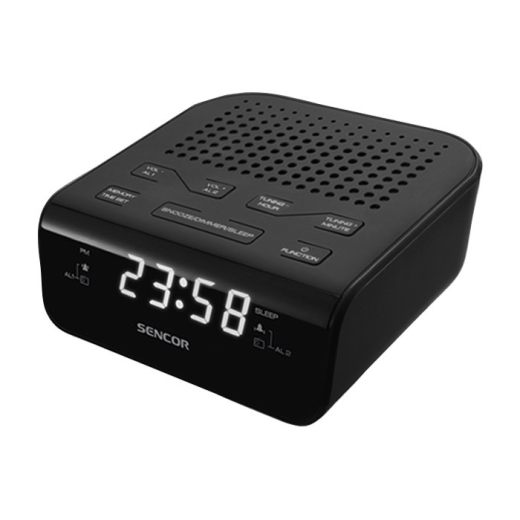 SRC 136 B Radio v�kkeur, LED display, program. 20 FM stationer