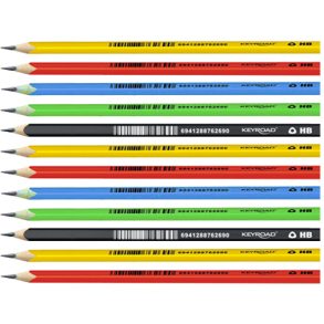 Blyanter grafit trekantede HB mix farver - 12 stk