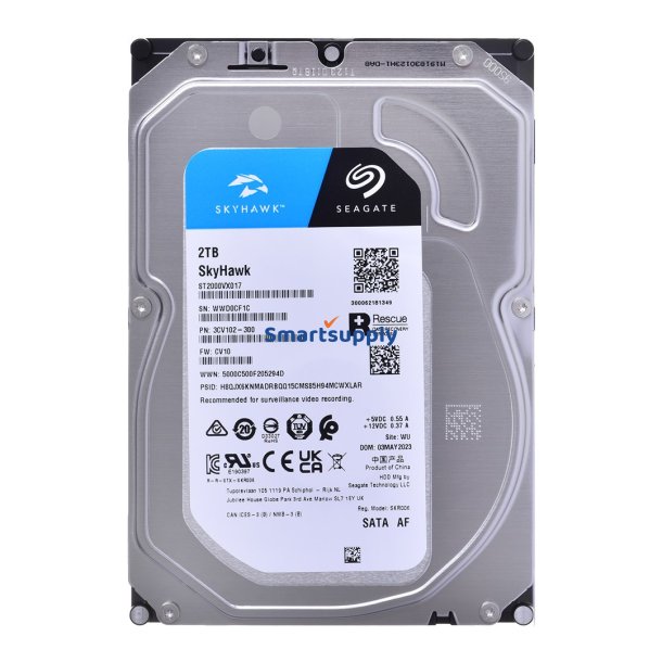 Seagate Skyhawk Intern Harddisk 2Tb 256 MB 3,5" Serial ATA III (St2000vx017)