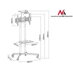 Professionel stand, vogn med hjul Maclean MC-661 max 55kg max 600x400