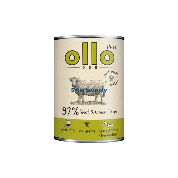 OLLO Pure Beef and Green tripe - vdfoder til hunde - 400g