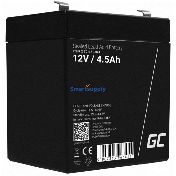 Green Cell Agm44 Ups Batteri Forseglet Blysyre (Vrla) 12V 4,5 Ah