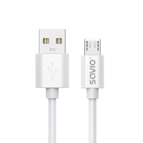 USB-kabel 3 m USB 2.0, USB A  - Micro USB Hvid SAVIO CL-167