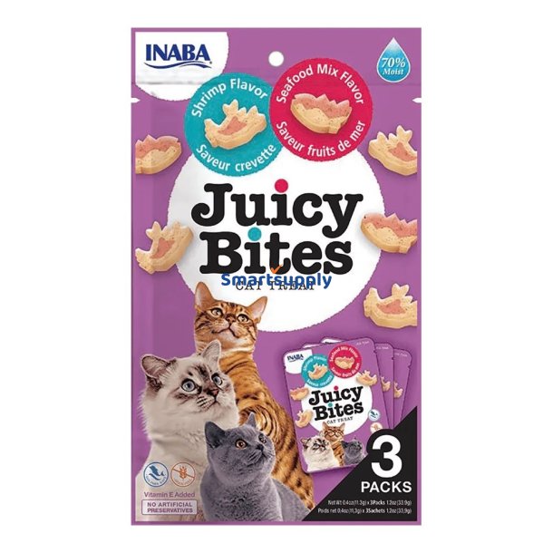 Inaba Juicy Bites Rejer Og Skaldyr - Kattegodbidder - 3&times;11,3G