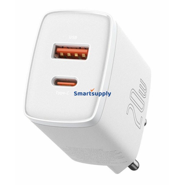 Baseus Ccxj-B02 Mobiloplader Universal White AC Hurtig Opladning Indendrs