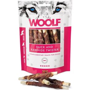 WOOLF Duck rawhide twister - hundegodbid - 100g