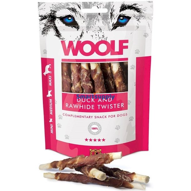 Woolf Duck Rhud Twister - Hundegodbid - 100G