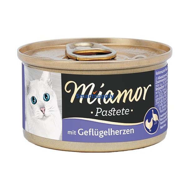 Miamor Pastete Fjerkrhjerter - Vdfoder Til Katte - 85G