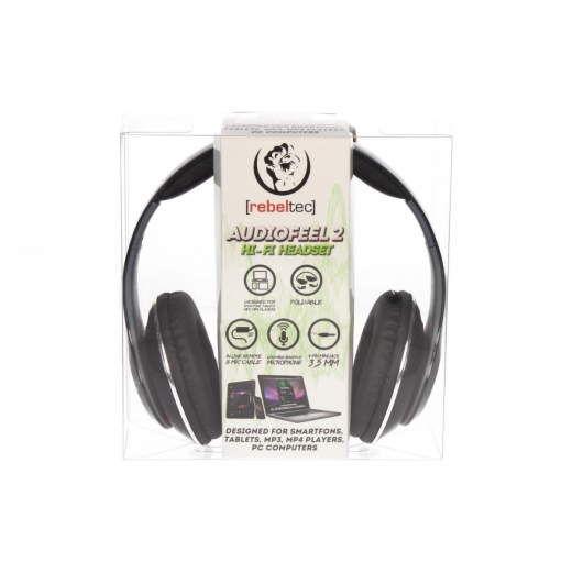 Stereo headset med mikrofon, 4pin mini jack AUDIOFEEL2 BLACK