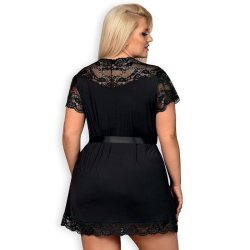 810-PEI-1 Kimono with Lace Black - S/M