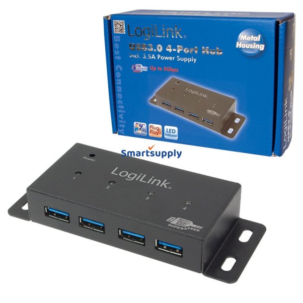 USB 3.0 HUB, 4-Port, Metal hus