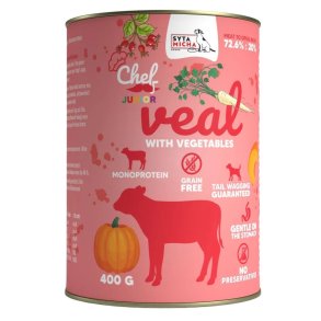 SYTA MICHA Chef Veal with vegetables Junior - vdfoder til hunde - 400g