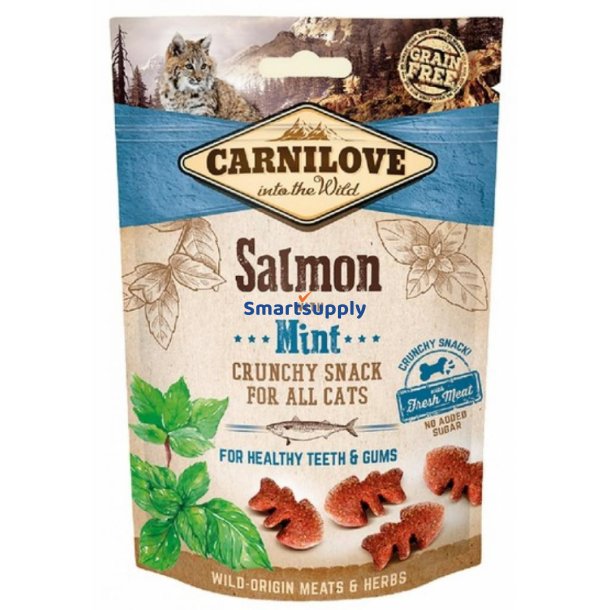 Carnilove Crunchy Snack Laks &amp; Mint - Kattegodbid Med Laks Og Mynte - 50 G