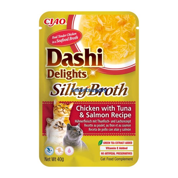 Inaba Cat Dashi Delights Silky Bouillon Kylling Med Tun Og Laks - Kattegodbidder - 40G