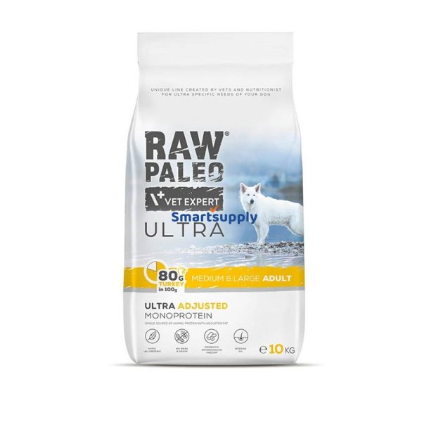 RAW PALEO Ultra Medium&Large Adult Kalkun - t�rt hundefoder - 10 kg