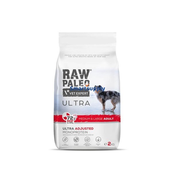 RAW PALEO Ultra Medium&Large Adult Oksekd - trt hundefoder - 10 kg