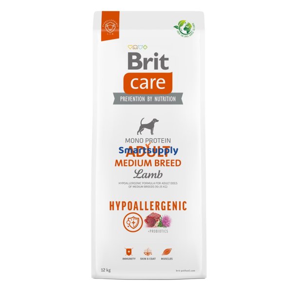 Brit Care Hypoallergen Voksen Medium Breed Lam - Trfoder Til Hunde - 12 Kg