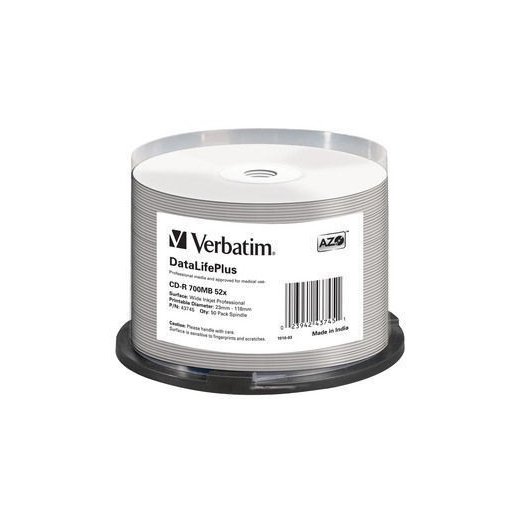 CD-R 52x 700MB 50P CB DL Printable Azo 43745