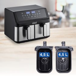 Ideal Fedtfri Frituregryde, Dobbelt Vandret 9L, 8 Funktioner
