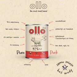 OLLO Pure Pork - vdfoder til hunde - 850g