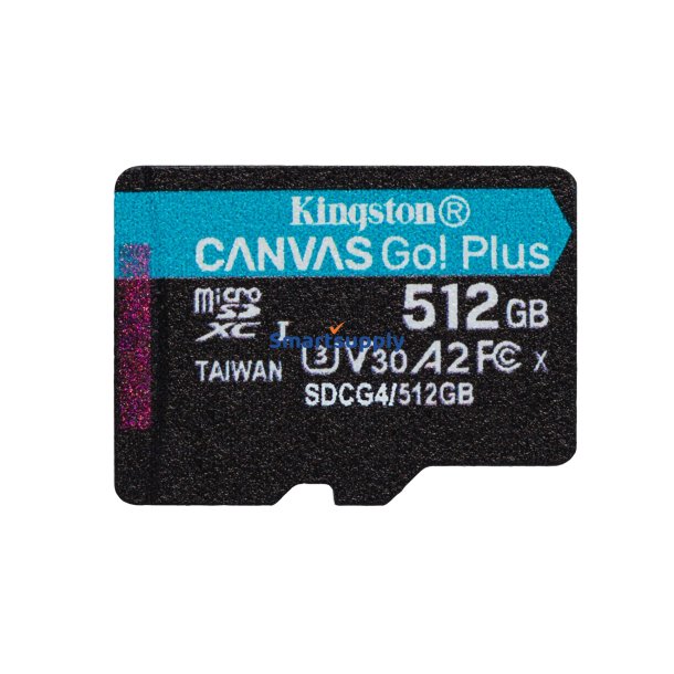 Kingston Technology 512 GB microSDXC Canvas Go! Plus Gen4 200R A2 U3, enkelt pakke uden ADP