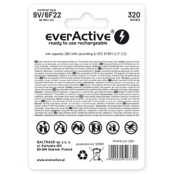 EverActive Ni-MH 6F22 9V 320 mAh Professional Line genopladelige batterier