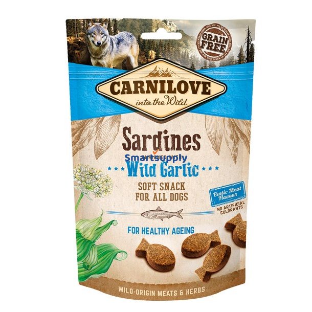 Carnilove Semi Moist Snack Sardiner Beriget Med Vilde Hvidlg - Hundegodbid Med Sardiner Og Hvidlg - 200 G
