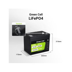 Green Cell LFPGC12V80AH UPS batteri Lithium jern fosfat (LiFePO4) 12,8 V