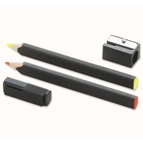 Moleskine st 2 x blyanter/highlighters + blyantspidser 