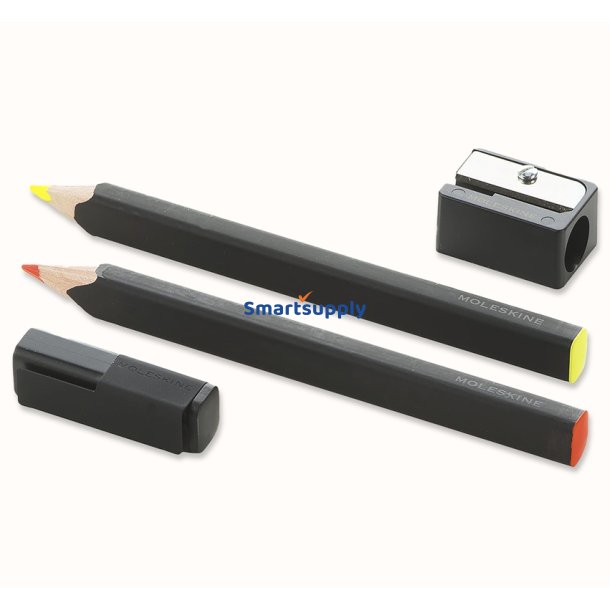 Moleskine st 2 x blyanter/highlighters + blyantspidser 