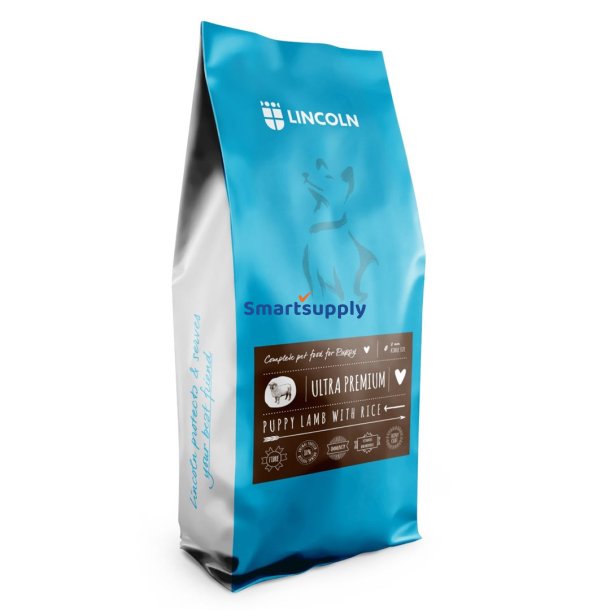 Lincoln Ultra Premium Hvalpelam Med Ris - Trfoder Til Hunde - 12 Kg