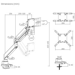 Maclean Mc-968 Dobbeltarms Skrmbeslag 17-57" 27 Kg Kraftig Robust Vesa 200X200
