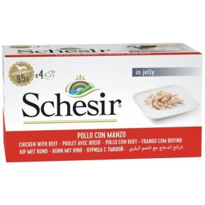 SCHESIR Chicken with beef in jelly - vdfoder til hunde - 4 x 85g