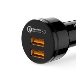 CC-T8 ultrahurtig biloplader 2xUSB 3.0 6A 36W + micro USB kabel 1m