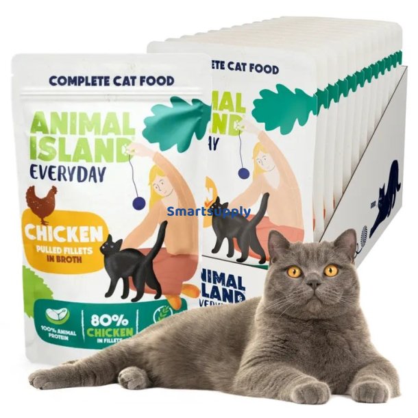 ANIMAL ISLAND Everyday Chicken fillets in broth - vd kattefoder - 12 x 85g